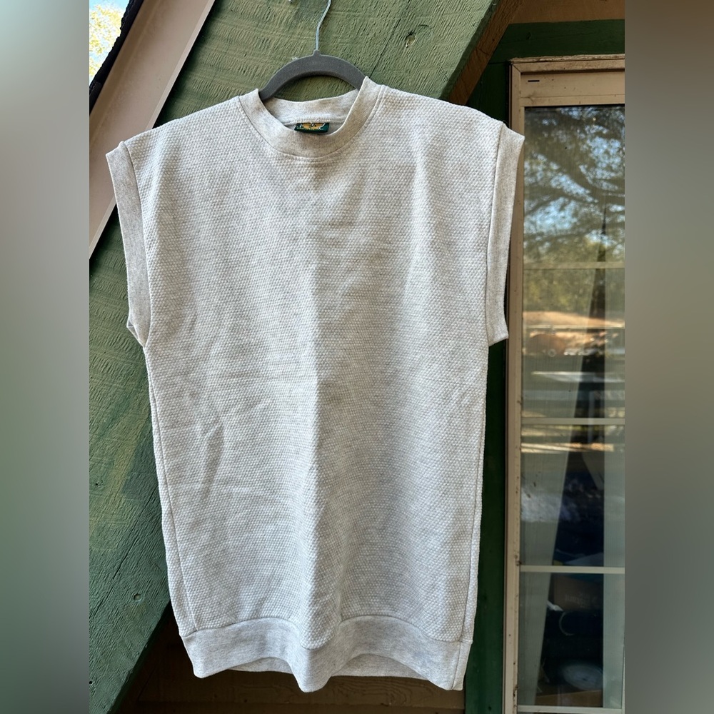 Rare True Vintage Deadstock Diagonal Waffle-Weave Fleece Muscle Sweatshirt